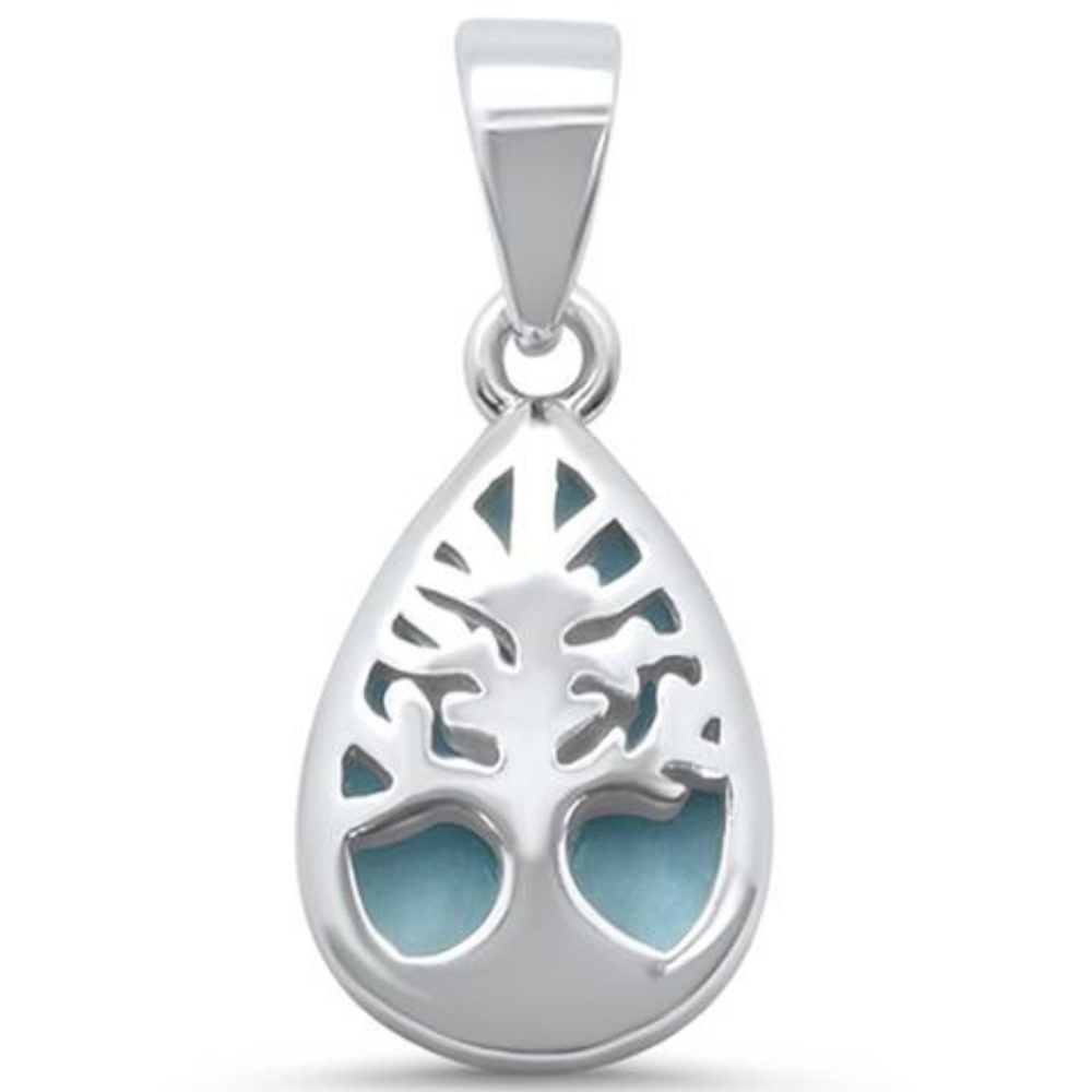 natural larimar tree of life pendant